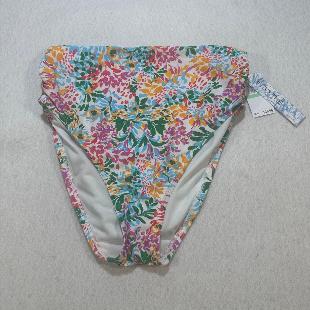 Into The Bleu Floral High Waisted Bikini Bottom Size 8 NWT Multicolor Swim